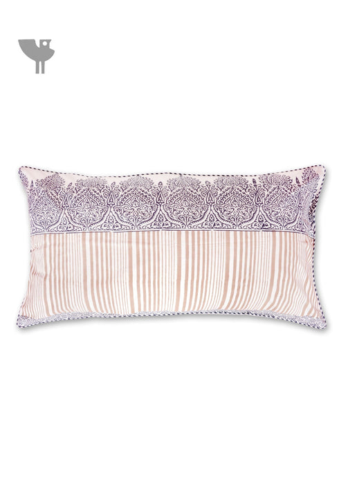 20s Cotton Lumbar Cushion Cover In Block Print